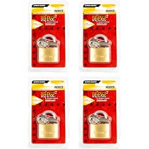 Solid Brass Outdoor Padlock with Key, 1 3/4 Inch, Pick Resistant Hardened Steel Shackle, Weather Proof Lock with Key, Includes 2 Keys, 4 Pack