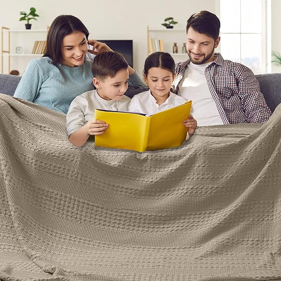 PHF 100% Cotton Waffle Weave Blanket King Size for Bed, Soft Lightweight & Breathable, All-Season Comfort, Luxury Aesthetic Christmas Blanket for Home Decor, 108"x90", Pumpkin Orange
