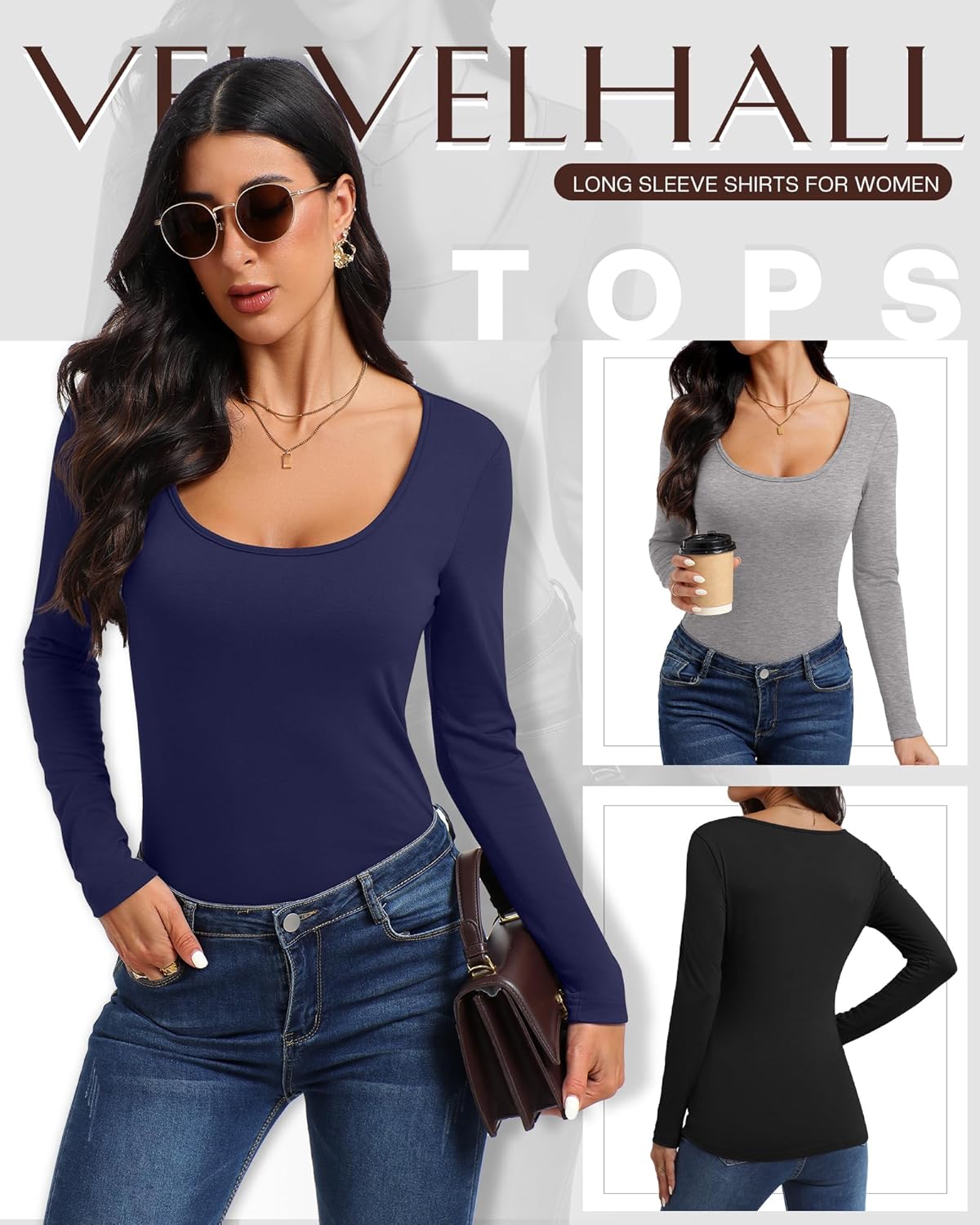 5 Pack Women's Scoop Neck Tops Long Sleeve Slim Fit T Shirt Basic Tunic Tops Casual Fall Layer Undershirts Tees - Image 4