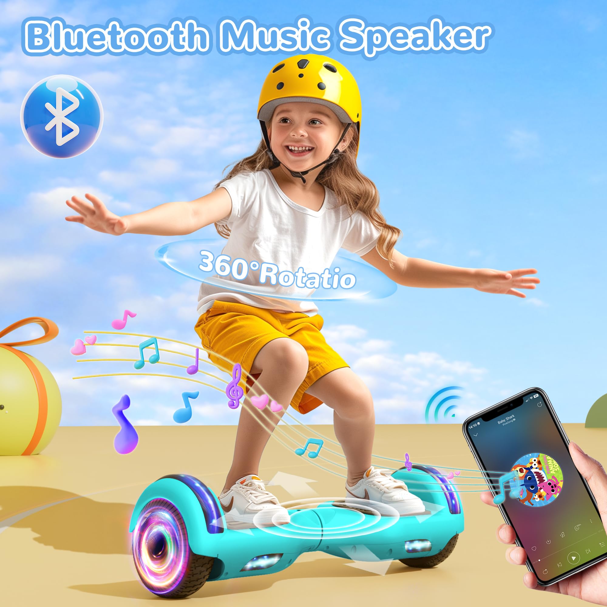 SISIGAD Hoverboard Con Bluetooth Y Luces LED | Ruedas De 6.5 Pulgadas