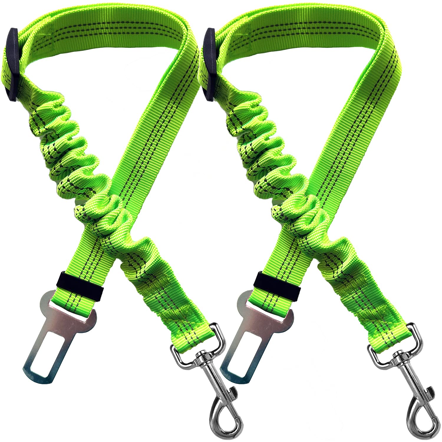 Xundefeng 2x Green Dog Seat Belts for Cars UK Dog Car Harness Seat Belt Dogs Seatbelt Clip Lead, 2 Pieces