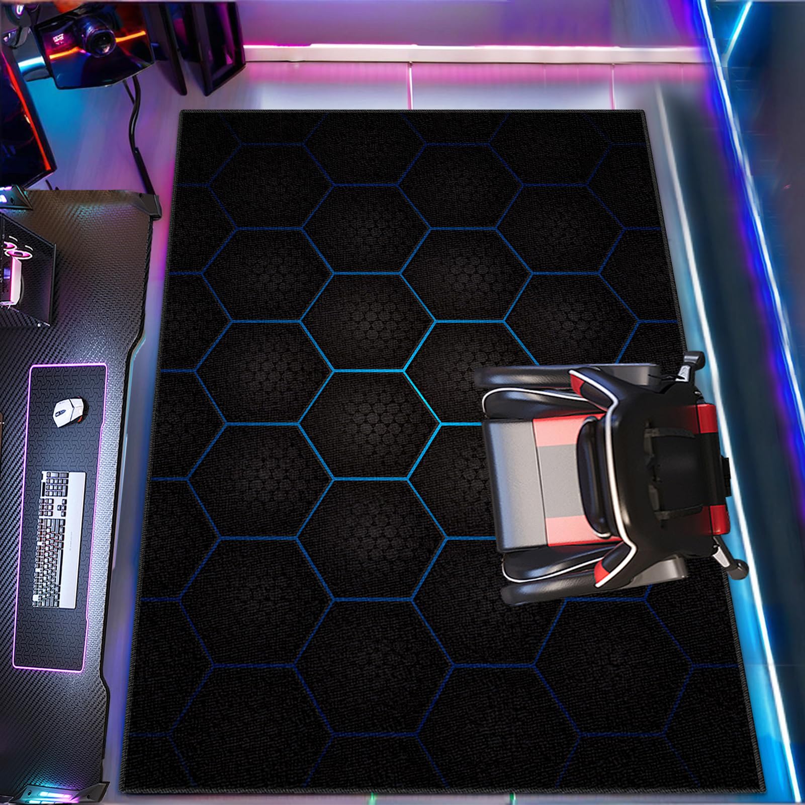 Tapis de jeu gaming antidérapant grand format pour protéger le sol de la chambre d'un ado