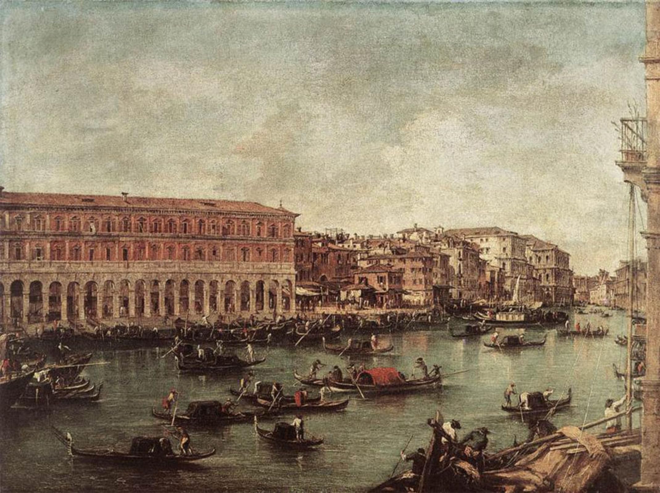 ARTXLXXBN Famous Print Painting Colorful Art Print The Grand Canal at the Fish Market Francesco Guardi Canvas Art Decorations for Home Decor 60x90cm