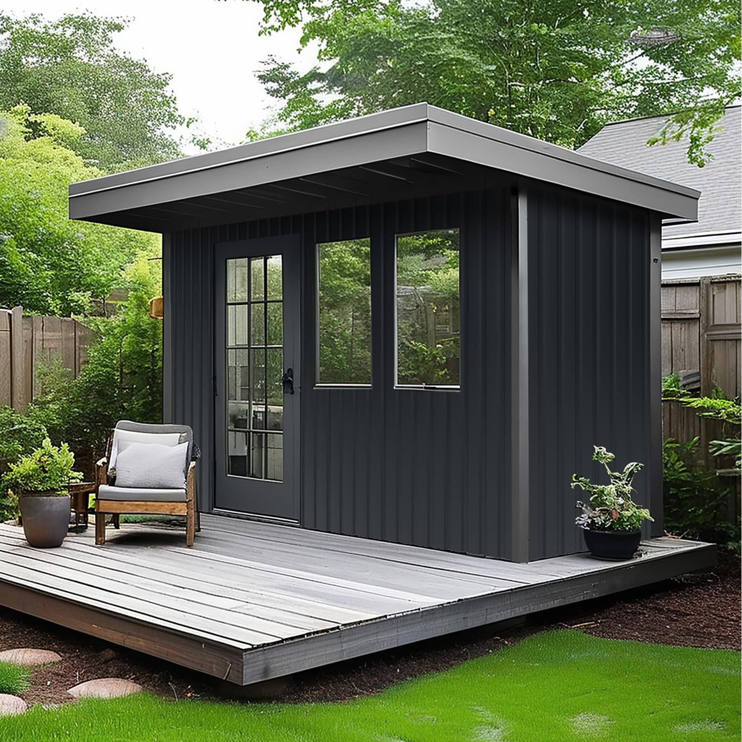 24 fogli profilati in lamiera trapezoidale, 129 x 46 cm, colore antracite, 14 m², lamiera zincata, 0,25 mm, pannelli per tetto per casetta da giardino, capannoni, tettoie e garage, con guanti
