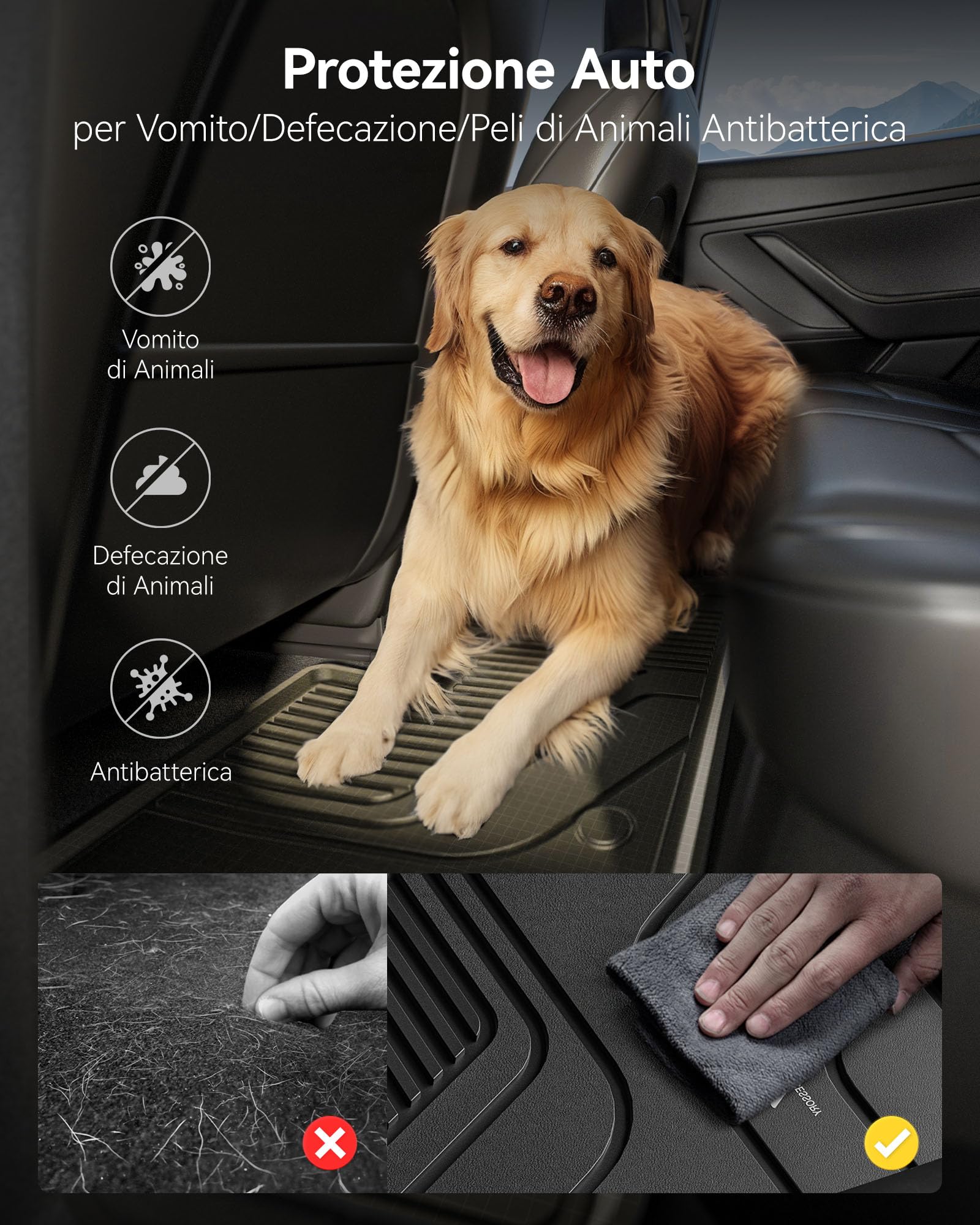 3W Set 4 di Tappetini per Volkswagen Tiguan 2025 2026 (Non compatibile con PHEV) in Thorex™ e Tappetino per Bagagliaio su Misura, Facile da Pulire Tappeti per Auto Resistente e Tappeto Bagagliaio