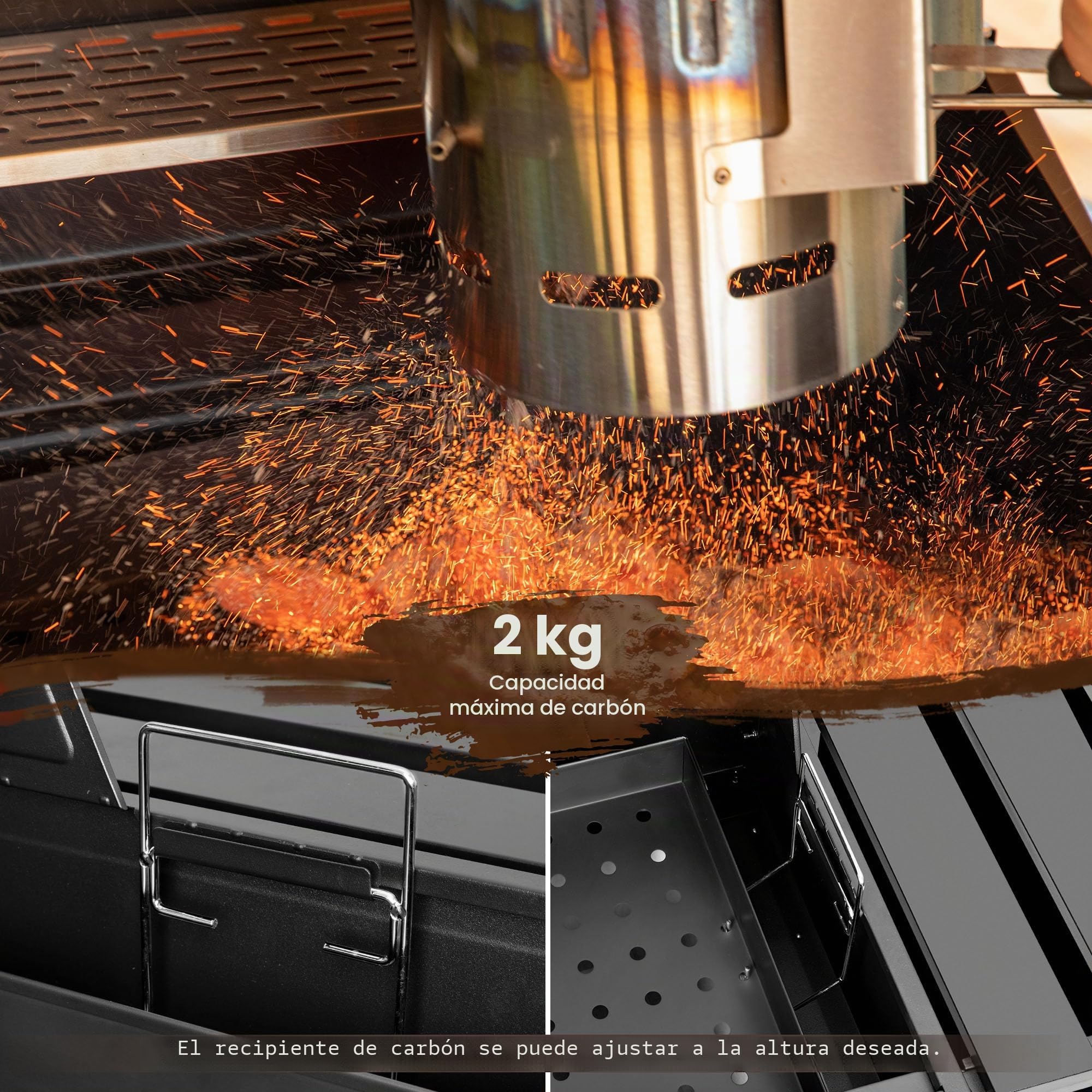 Royal Gourmet Barbacoa de carbón vegetal con estantes laterales plegables, parrilla de pie con Decekl, termómetro, parrilla de carbón negro
