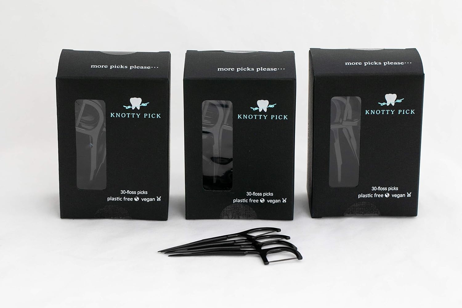 Bamboo Activated Charcoal with Grapefruit Seed Extract Floss Picks - Eco-friendly, pick is made of natural CORNSTARCH not plastic! Vegan - 3 Pack image 2