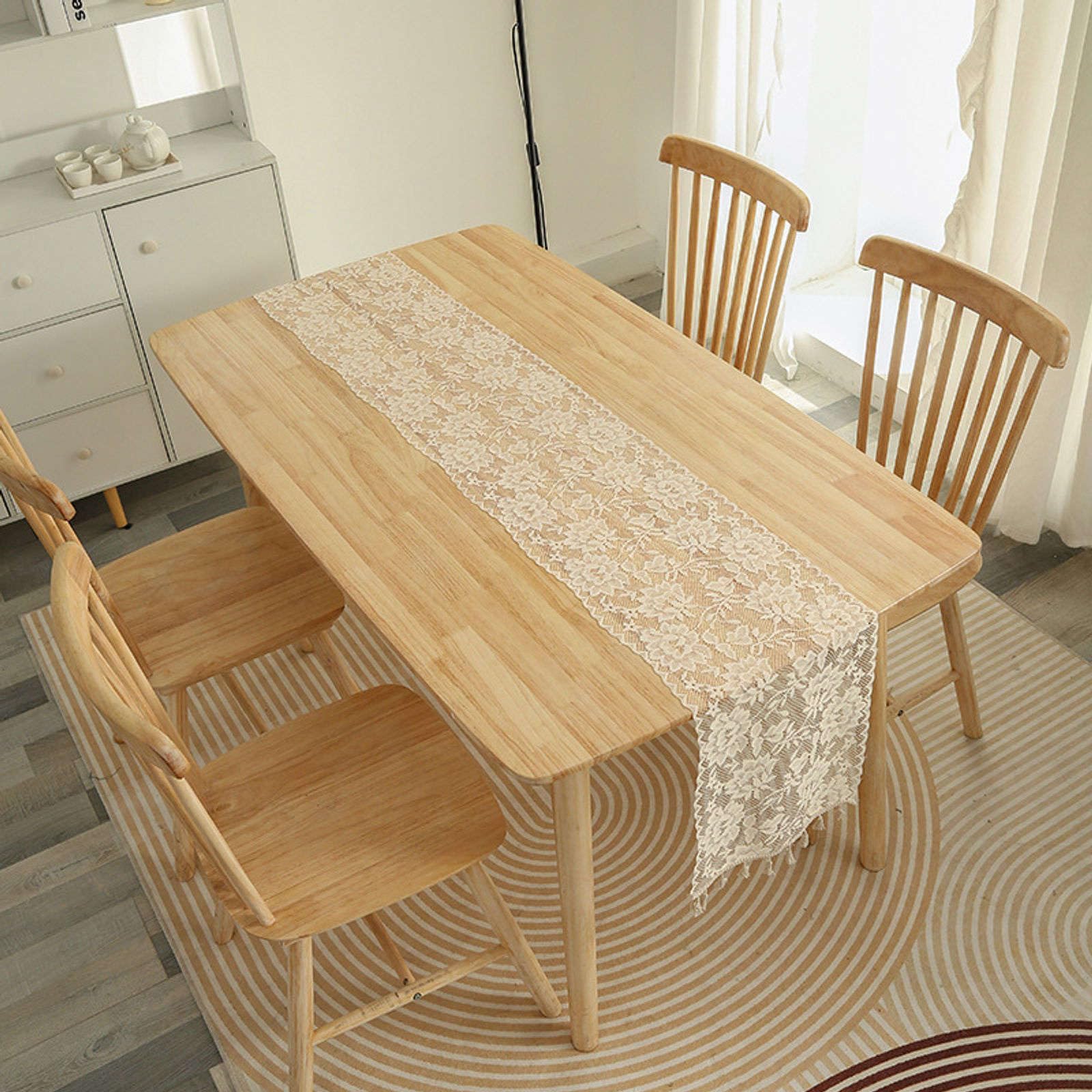 Chemin de table dentelle tricotée bohème pour décoration de banquet chic