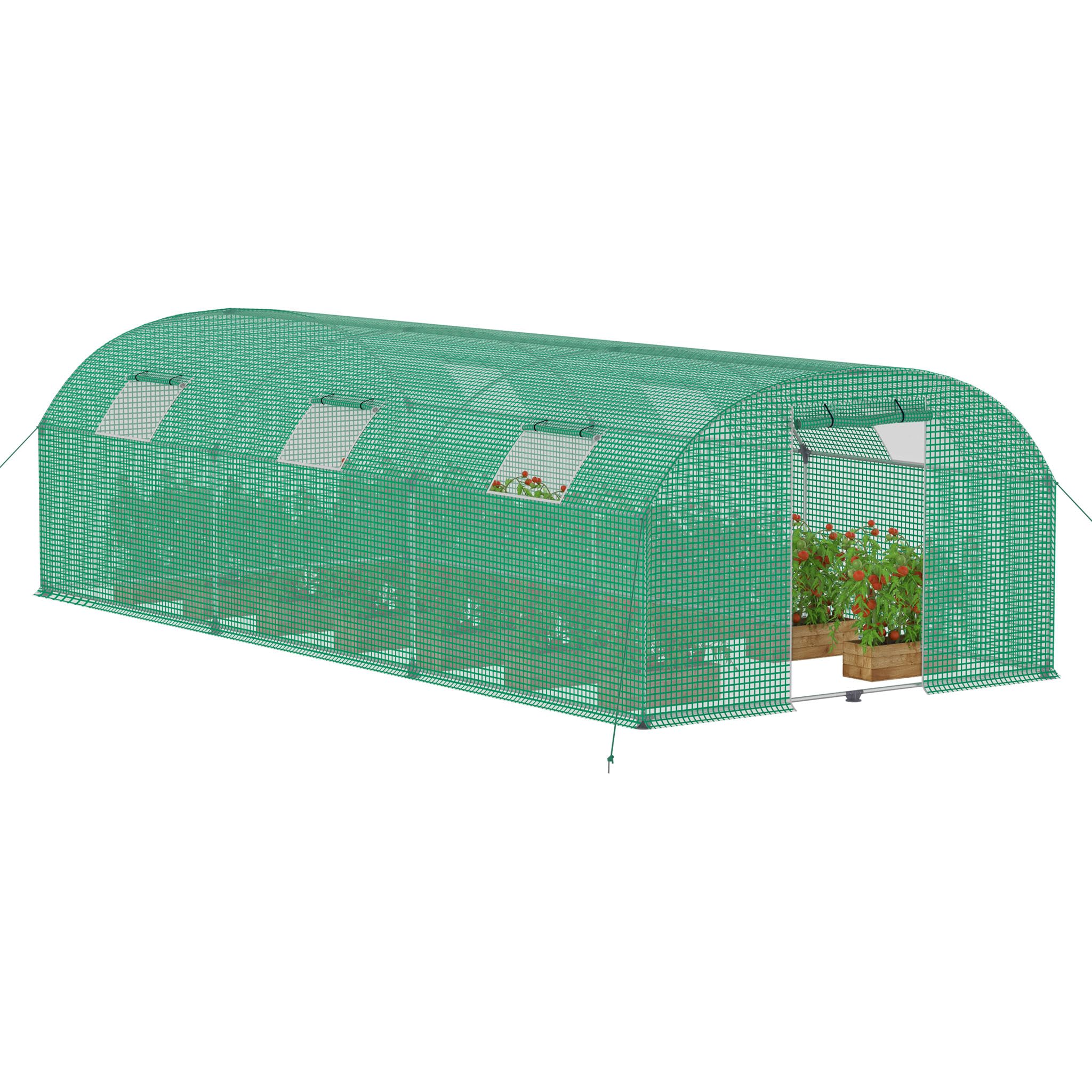 FIVMEN Serre en film - 3 x 6 m - Serre à tomates - 18 m² - Avec 6 fenêtres - Toit à tomates - Serre de jardin pour la culture et la culture des plantes
