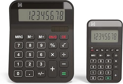 TRU RED TR230130 Value Pack TR230130 - Calculadoras de escritorio y bolsillo de 8 dígitos, color negro, paquete de 2