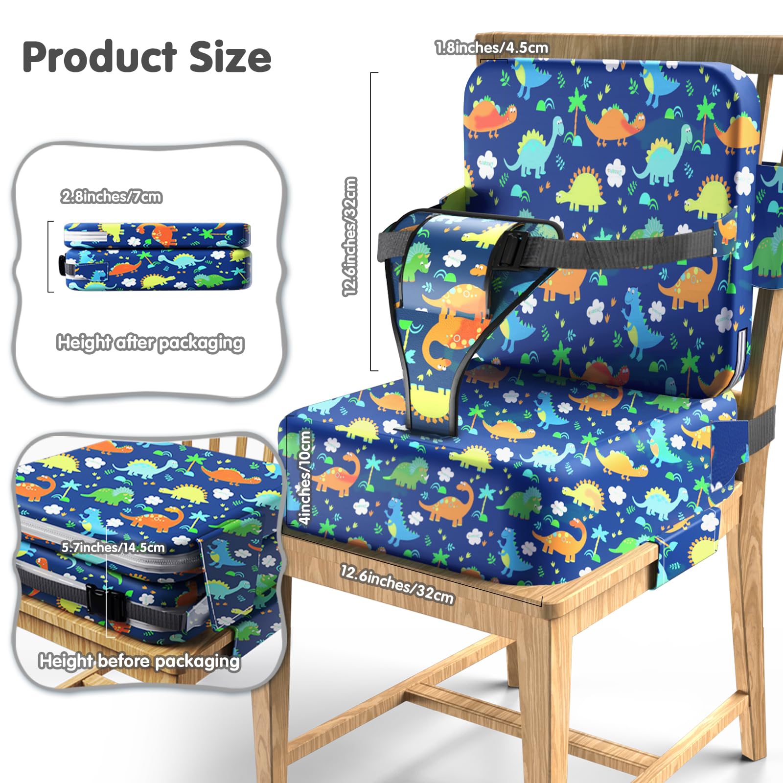 Cojin Elevador NiñOs,Elevador Silla Para NiñOs Comer,Asiento Elevador NiñOs Mesa,Alzador Silla Para NiñOs Comer,Cinturón de seguridad ajustable,2PC Apto para niños de 3 a 12 años