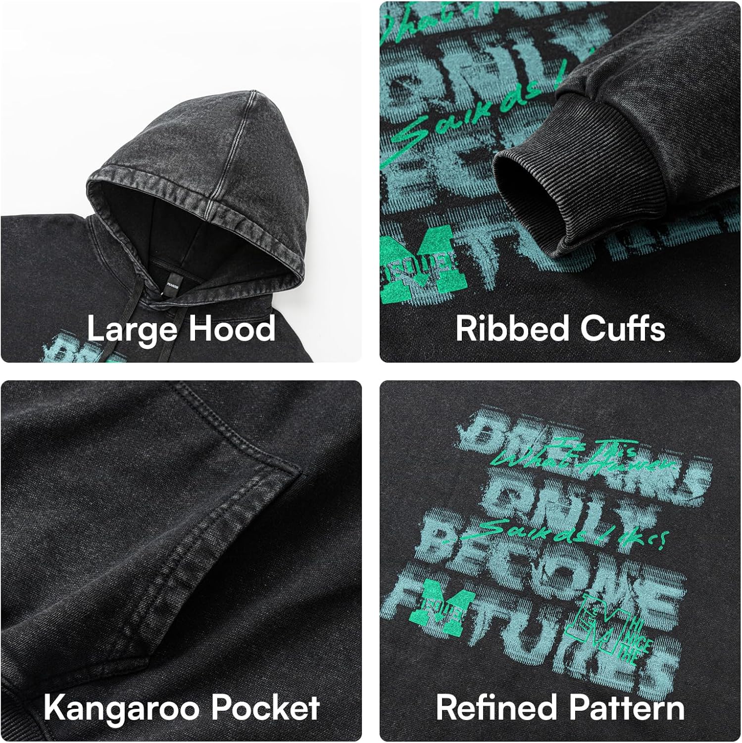 Acid Wash Hoodie Oversized Unisex Hoodies Heavy Weight Vintage Sweatshirt Men Women Pullover Fall Winter Streetwear - Image 5