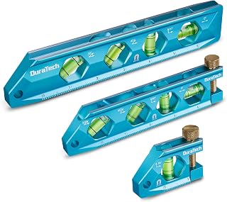 DURATECH 3-Piece Magnetic Torpedo Level Set: 2.5", 6.25", 8" Aluminum Levels with High-Vis Bubbles, V-Groove, Strong Magnets & Precision Scales
