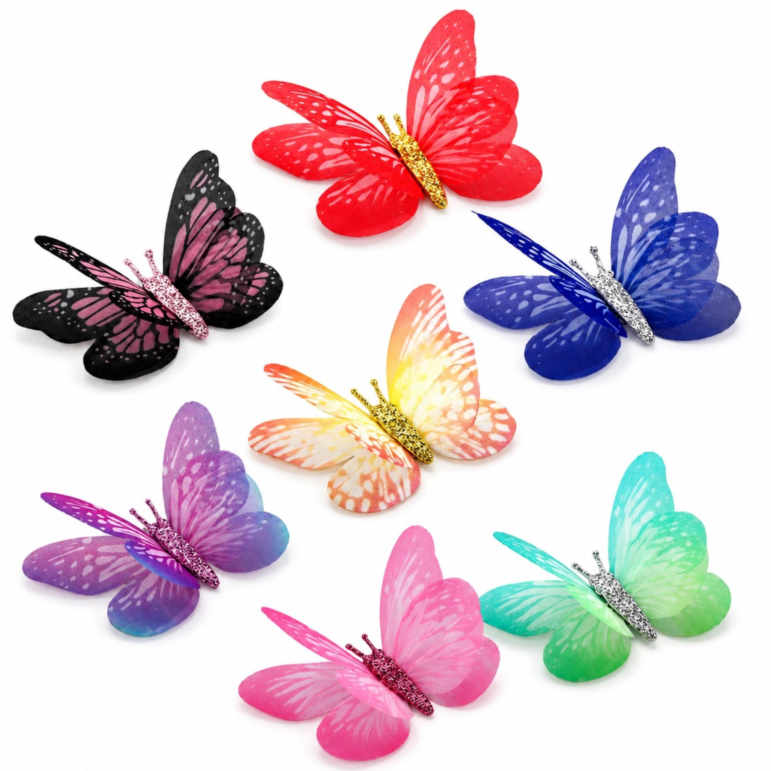14 Pcs 7 Shades 3D Double-Layer Organza Butterfly Patches Sew-On Mesh Lace Appliques for Clothes, Dresses, Bags, Hats Decoration, Home Decor & DIY Crafts-image-9