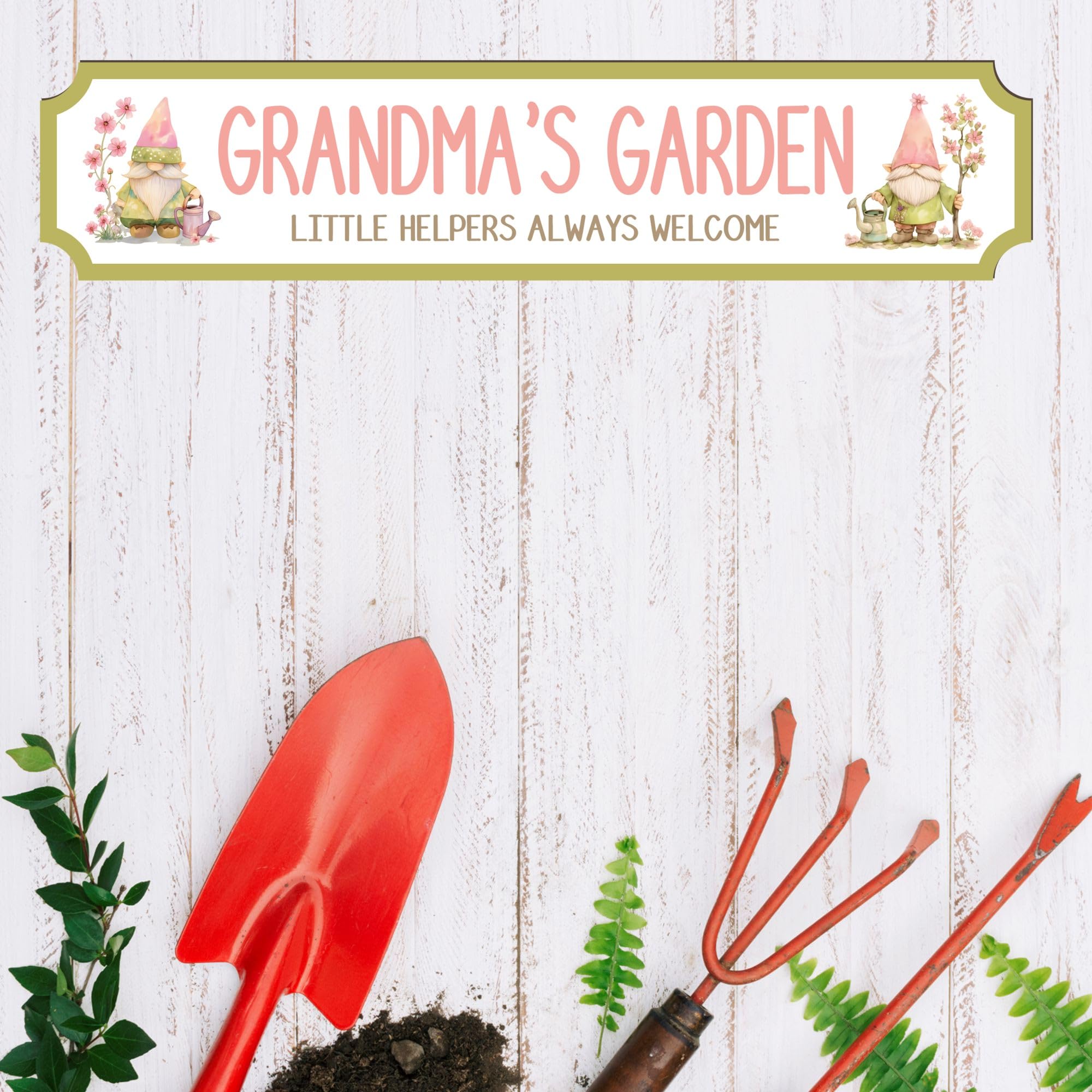 Personalised Grandma's Garden Street Sign Plaque – Custom Name Garden Decor Handmade Home Wall Sign Gift for Grandma, Nanny, Mum Outdoor Garden Sign (Green, MDF Wood - Ex Large 59cm x 13cm)