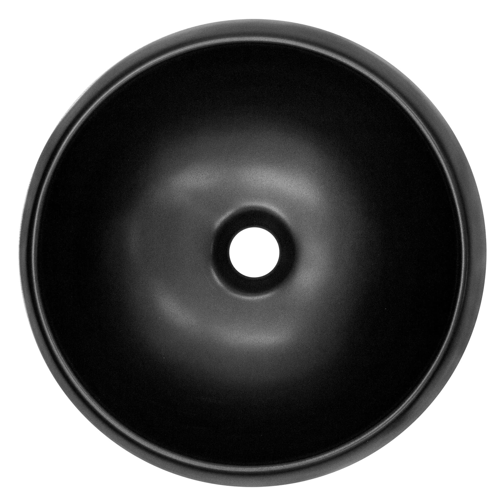 LuxeBath Lavabo da Appoggio in Ceramica Nero Finitura Opaca Ø 400 x 155 mm Lavandino Rotondo Design Moderno Lavamani con Foro di Scarico e Piletta Lavello Elegante Sanitari per Bagno Toilette WC