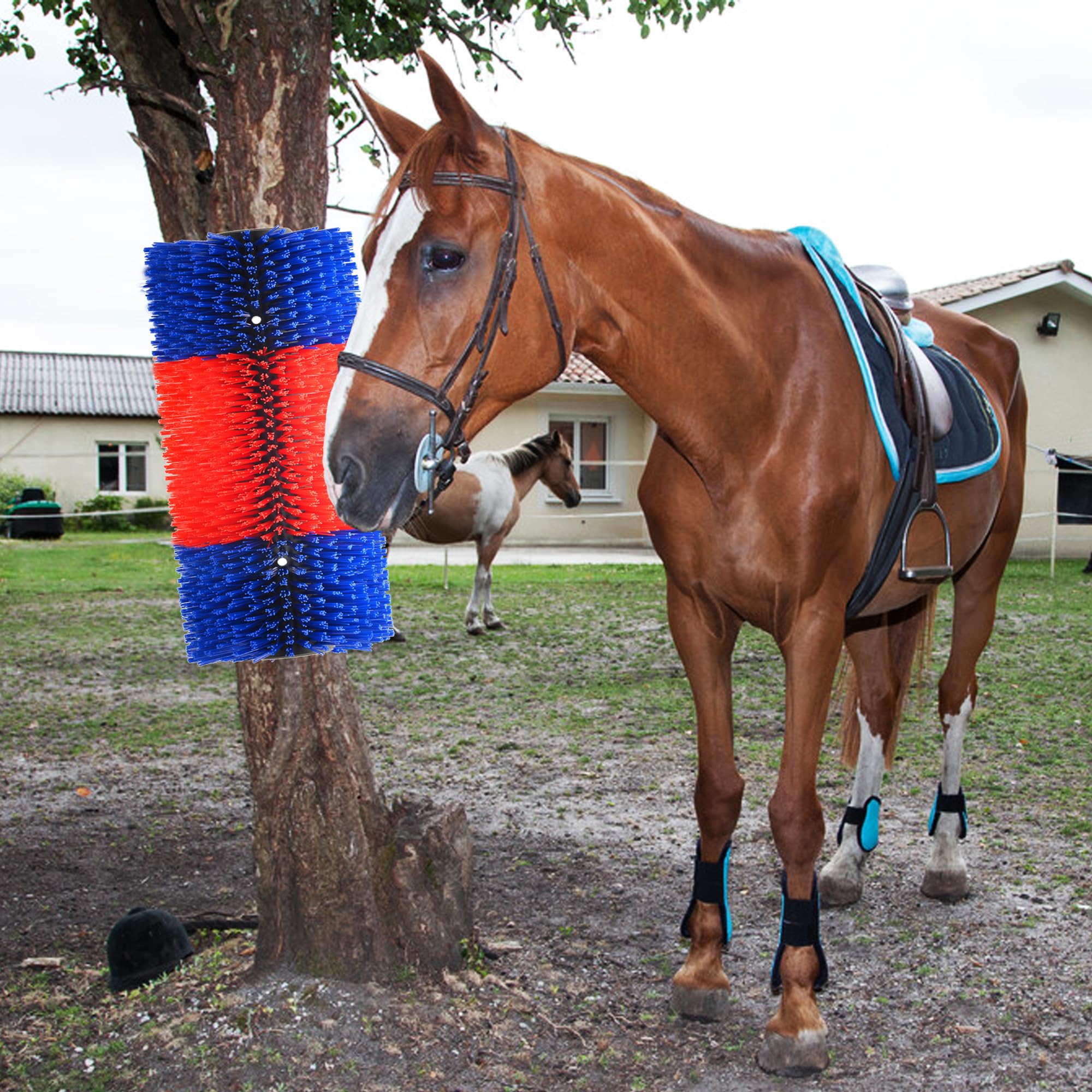 4 cepillos para rascar ganado, herramienta antipicazón para ganado, cepillos de caballo, alivia la picazón de espalda en el ganado, adecuado para caballo, ganado, cerdo, oveja (rojo)