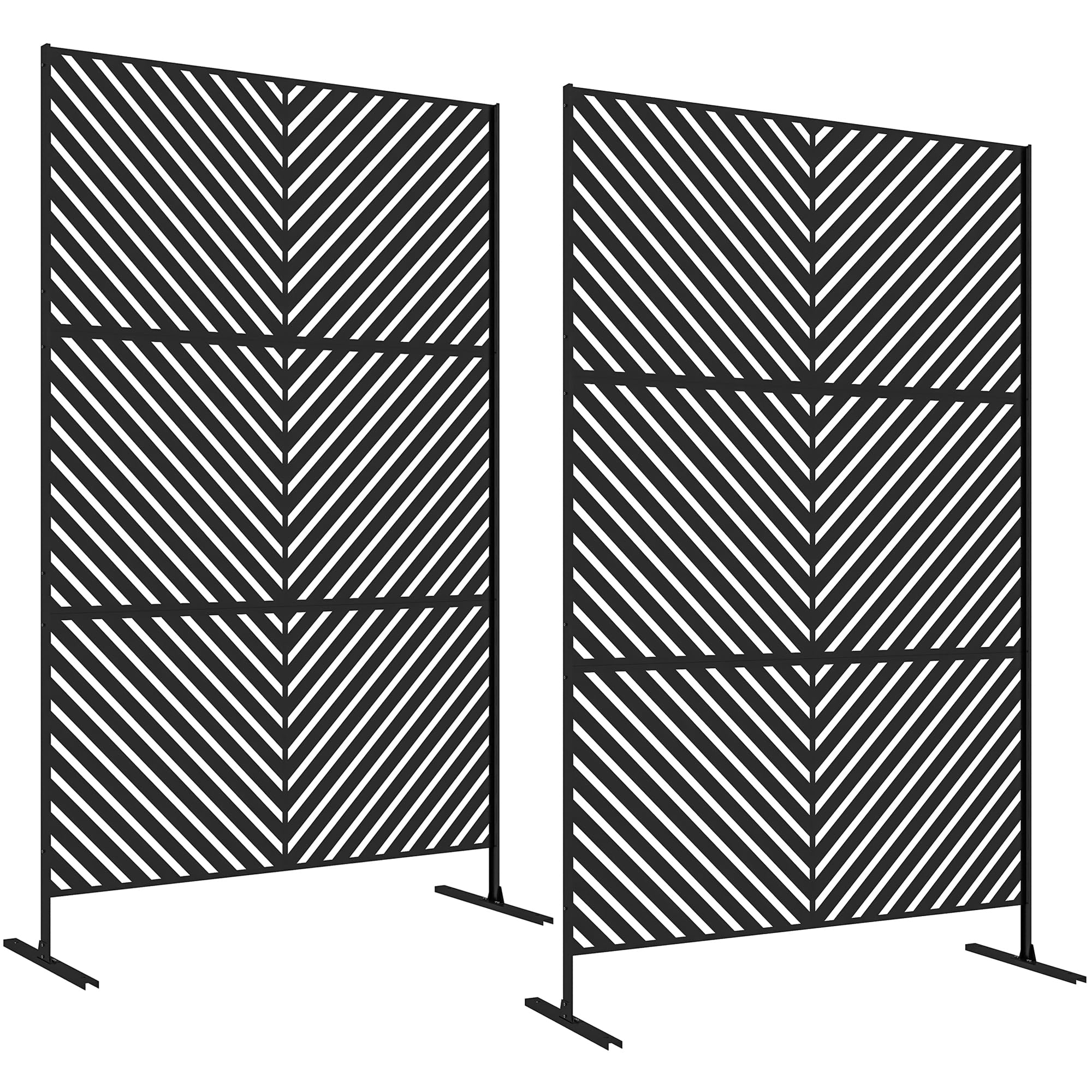 Outsunny Lot de 2 Panneaux Brise Vue Décoratif 122 x 45 x 198 cm Noir