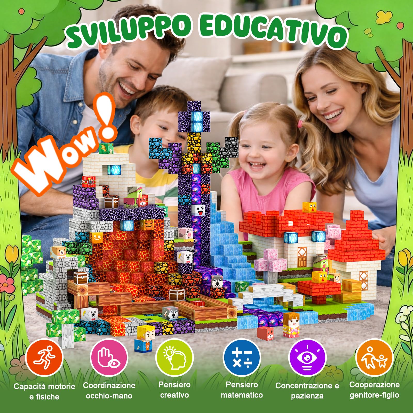 Costruzioni Magnetiche per Bambini 150 PCS 2CM 3+ Giochi Cubi Magnetici, Blocchi Building Blocks Giocattoli Montessori a Partire da 3 4 5 6 7 8 9 10 11 12 Anni Regali di Compleanno per Ragazzi