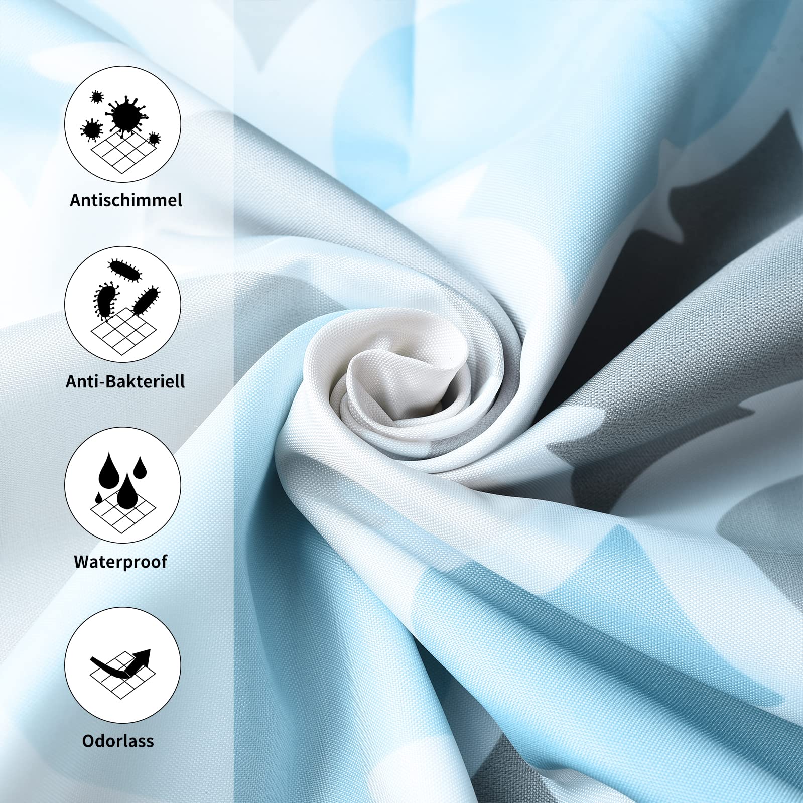 Miorkly Shower Curtain White,Anti-Mould Proof Resistant,Waterproof, Weighted Hem,Resistant Washable Bathroom Curtains - Image 4