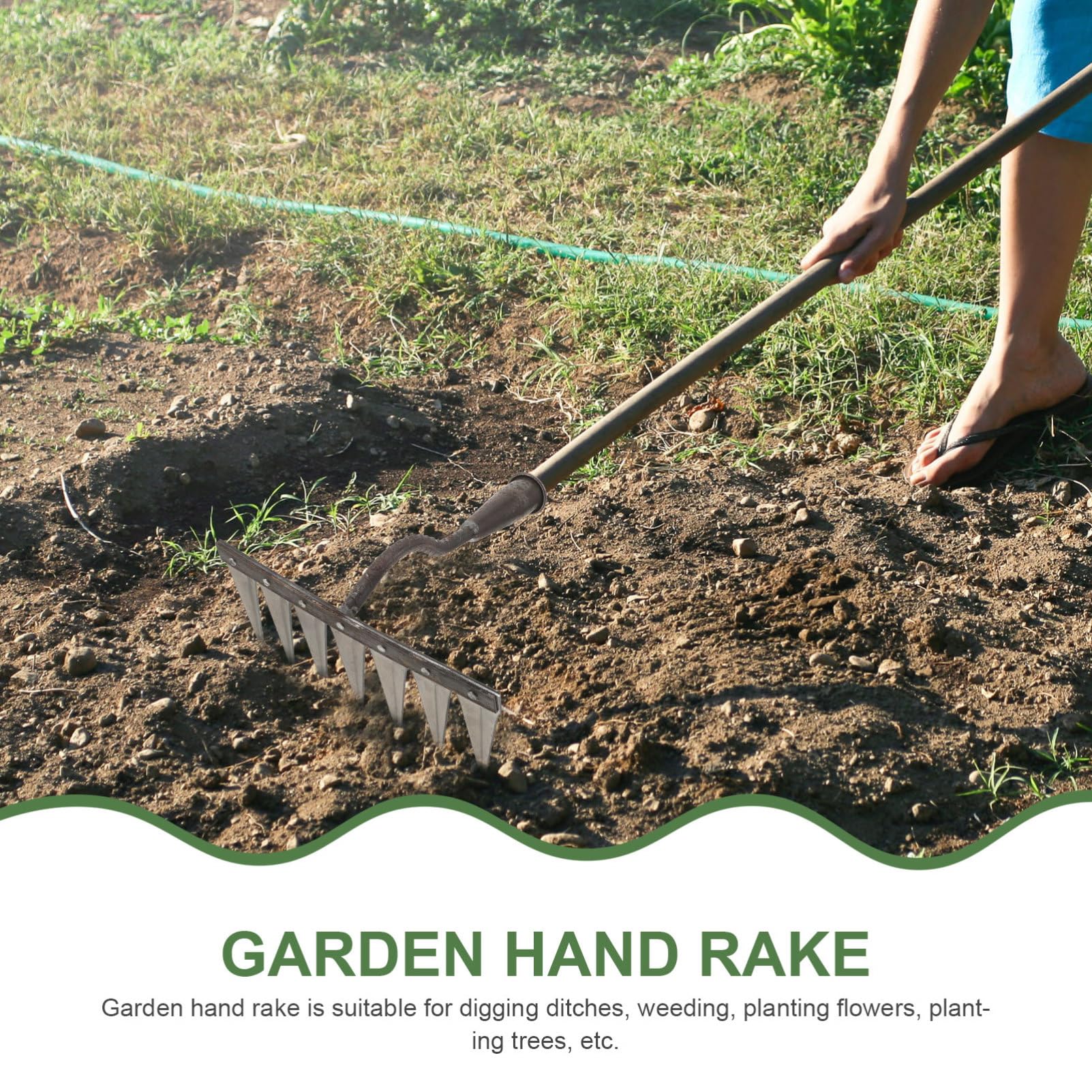 Multizinken Handrechen aus Stahl für Bodenpflege und Gartenarbeit