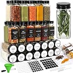 Empty Spice Jars with Labels 4oz 24Pack, AuroTrends Spice Containers with Labels- 4 oz Seasoning Containers with Preprinted Spice Labels for Pantry Organizers and Storage (4fl.oz, 24Pack)