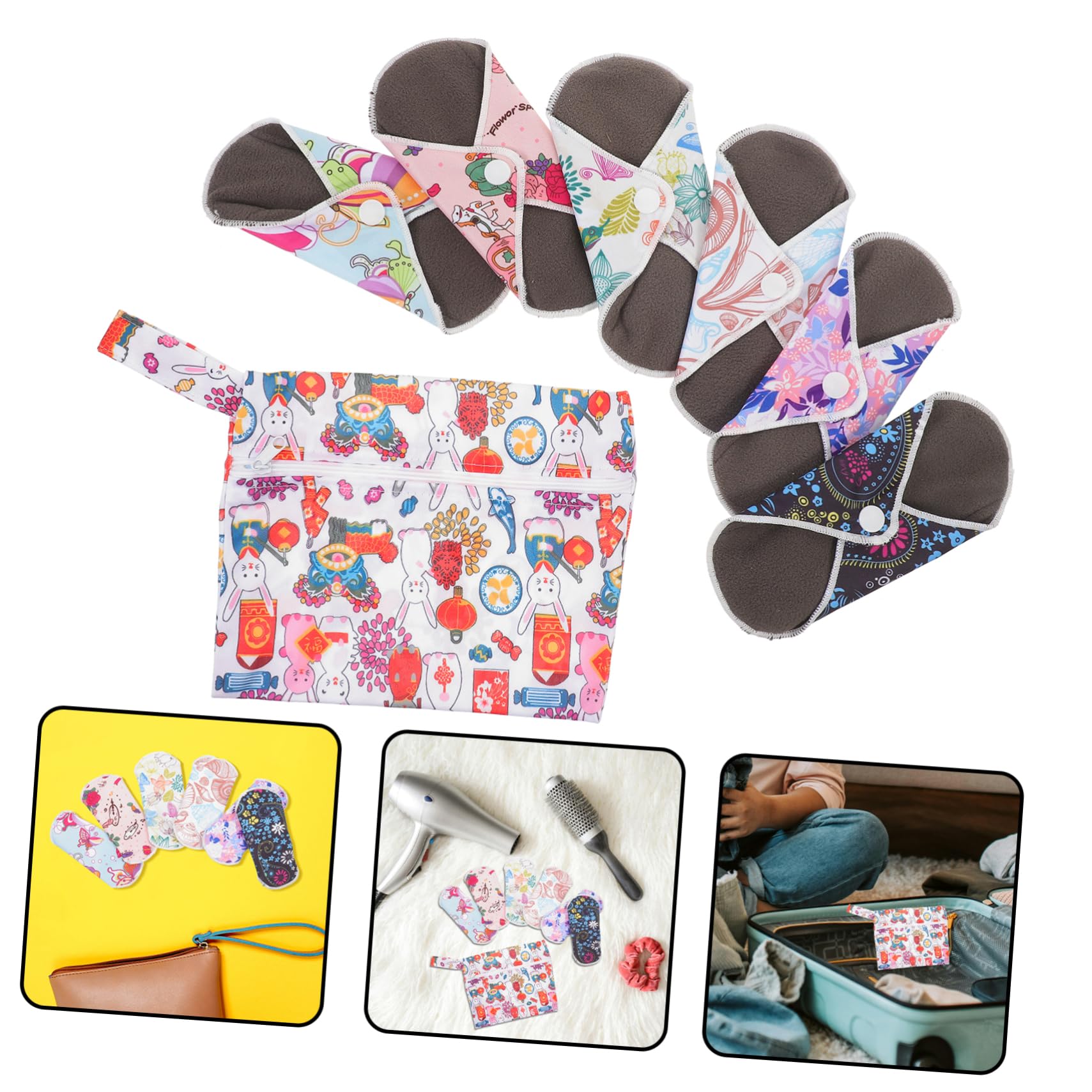 Mobestech 2 Juegos servilleta sanitaria almohadillas de tela toallas higiénicas de algodón bragas esterilla de lactancia toalla sanitaria orgánico compresas menstruales almohadilla lavable