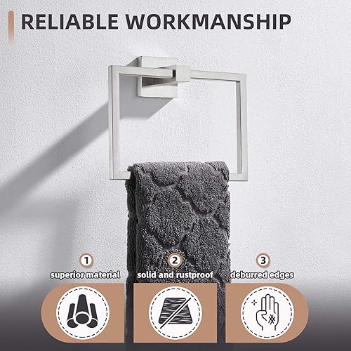 Miniatura 7 de Angle Simple SUS 304 - Toallero cuadrado de acero inoxidable para pared de baño, 7.09 pulgadas