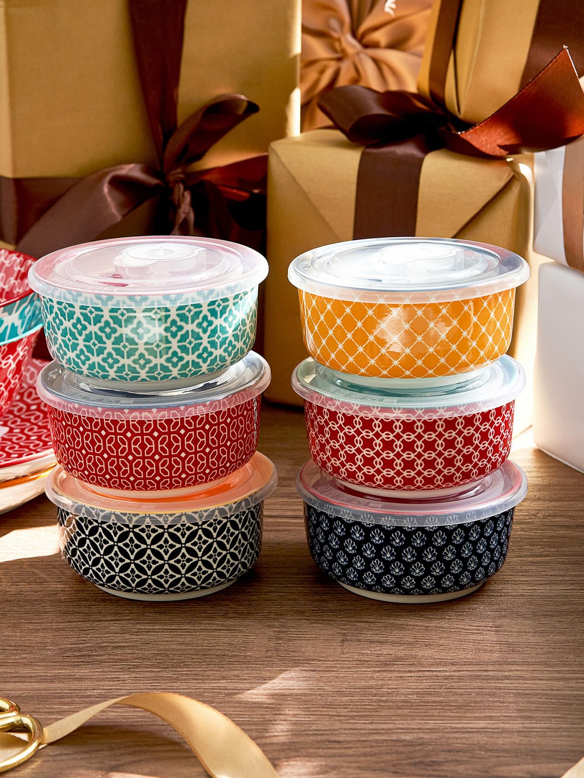 DOWAN Ramequins Lot, 6 X 180 ml Ramequins et Moules à Soufflés en Porcelaine, Ramequin Dessert pour Muffin, Ramequin Four à Pâtisserie, Glace, Sauce, Fruit, Collation, Ø 10cm-Couleurs Vives