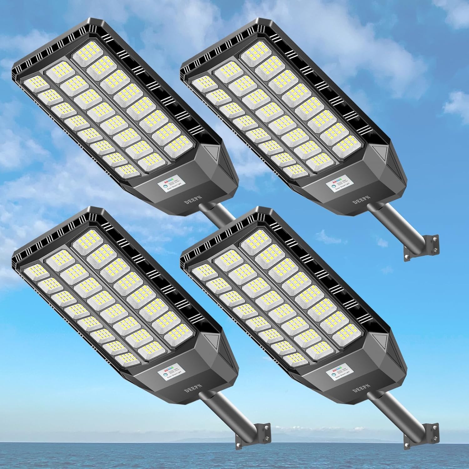 Deepn Solar Lights Outdoor Waterproof, Solar Parking Lot Lights, IP67 Street Light for Outside Dusk to Dawn Outdoor Lighting Motion Sensor with Remote Control, 4 Pack Deepn Solar Lights Outdoor Waterproof, Solar Parking Lot Lights, IP67 Street Light for Outside Dusk to Dawn Outdoor Lighting Motion Sensor with Remote Control, 4 Pack