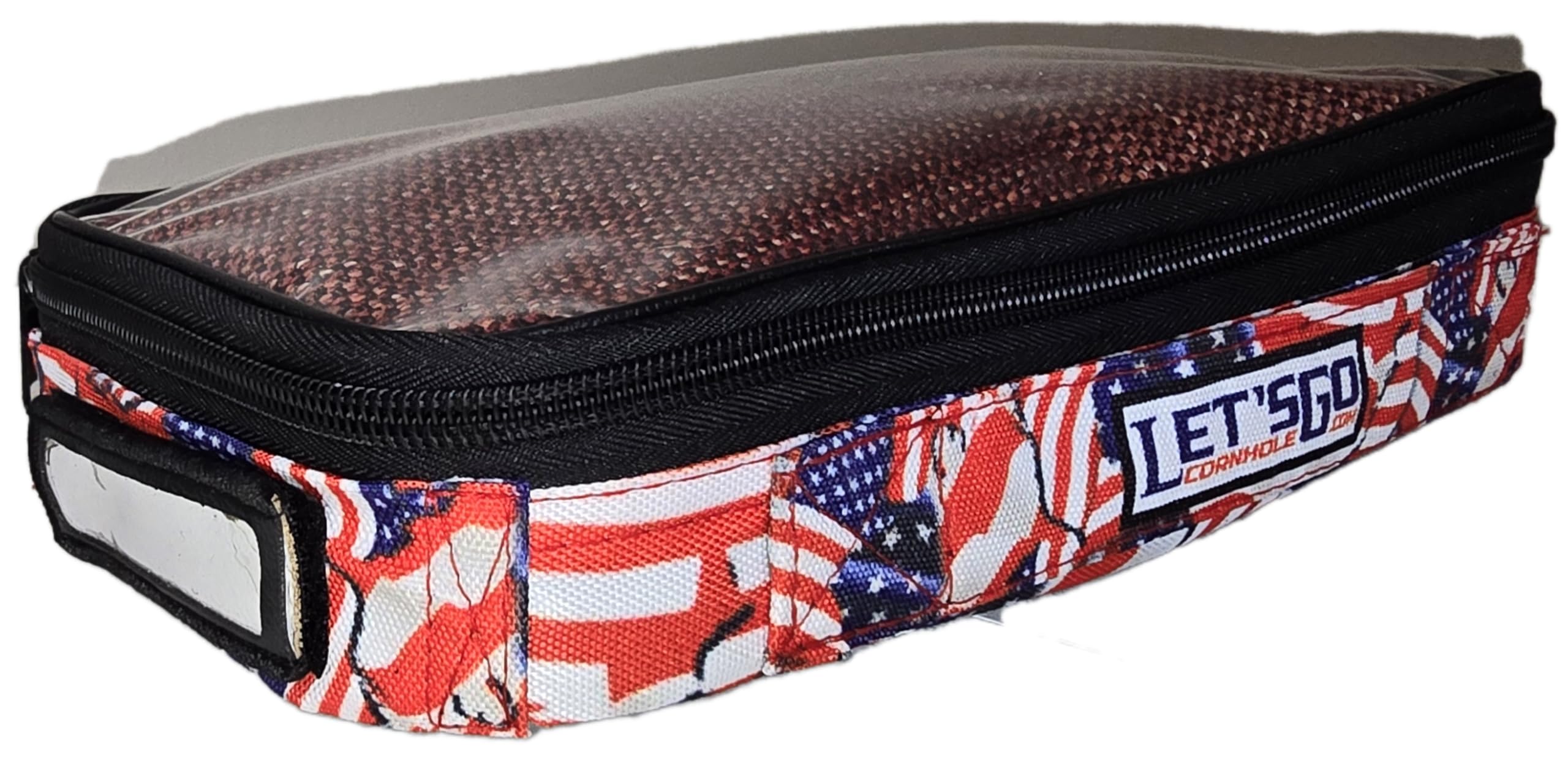 LETS GO Bag Pouch Patch Pouch 2.0 Bag toss Small Insert case Carrier Each fits 4 Regulation Size Bean Bags 8 Colors to Choose Best Storage Solution for Expensive Corn Hole Equipment (Flag)