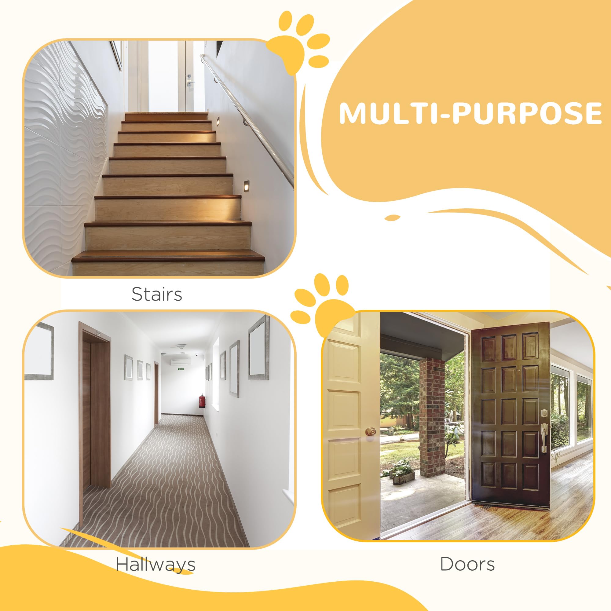 PawHut Ausziehbare Sicherheitsbarriere für Türen und Treppen Metallbarriere für Hunde und Babys Barriere für Haustiertüren 76-107x76 cm Weiß