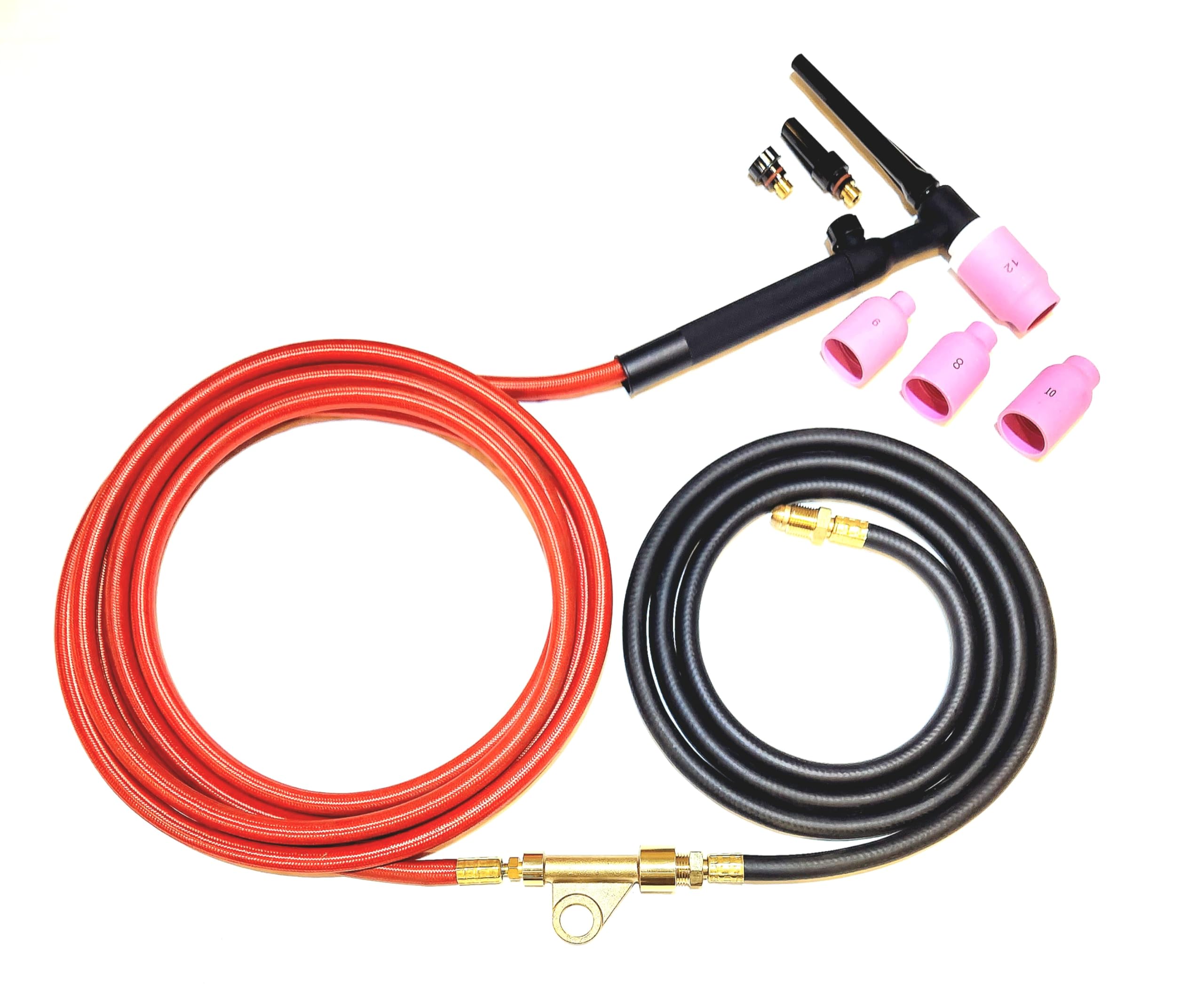 TIG Welding Torch Air Cooled WP-17FV Kit, Flex Valve,150A, 12.5' Super-Flex Power Cable, Jumbo (3.2) ? Gas Lens, Ceramic Cups (3.2) ? Collet, Insulator, Back Caps, 1/8 Tungsten