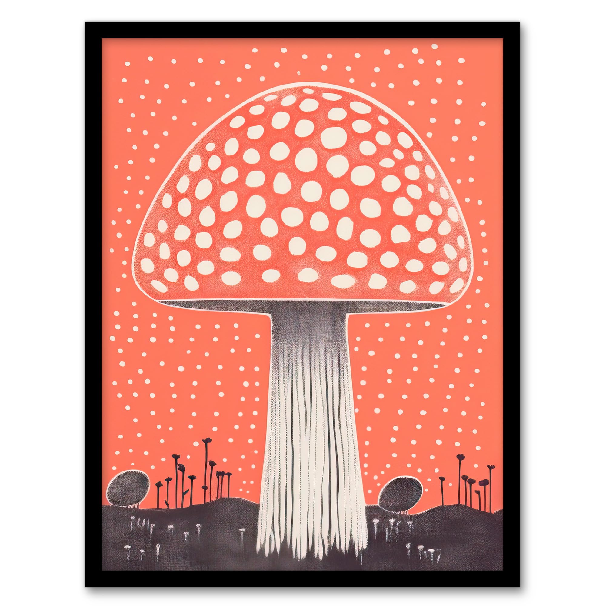 Wee Blue Coo Fairy Fungi Toadstool Fly Agaric Coral Artwork Framed Wall Art Print A4