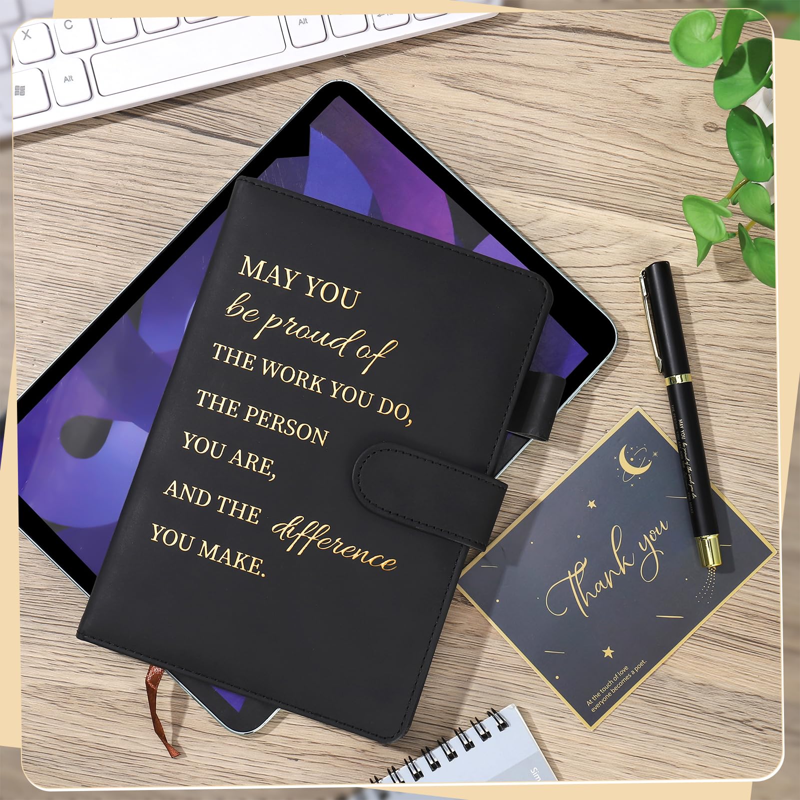 Thank You Gifts Employee Appreciation Gift Inspirational A5 Notebook Pen and Greeting Card Gift Set Friendship Leaving Gifts for Colleagues Women Men Coworker Nurse Teacher Employee (Black) - Image 3