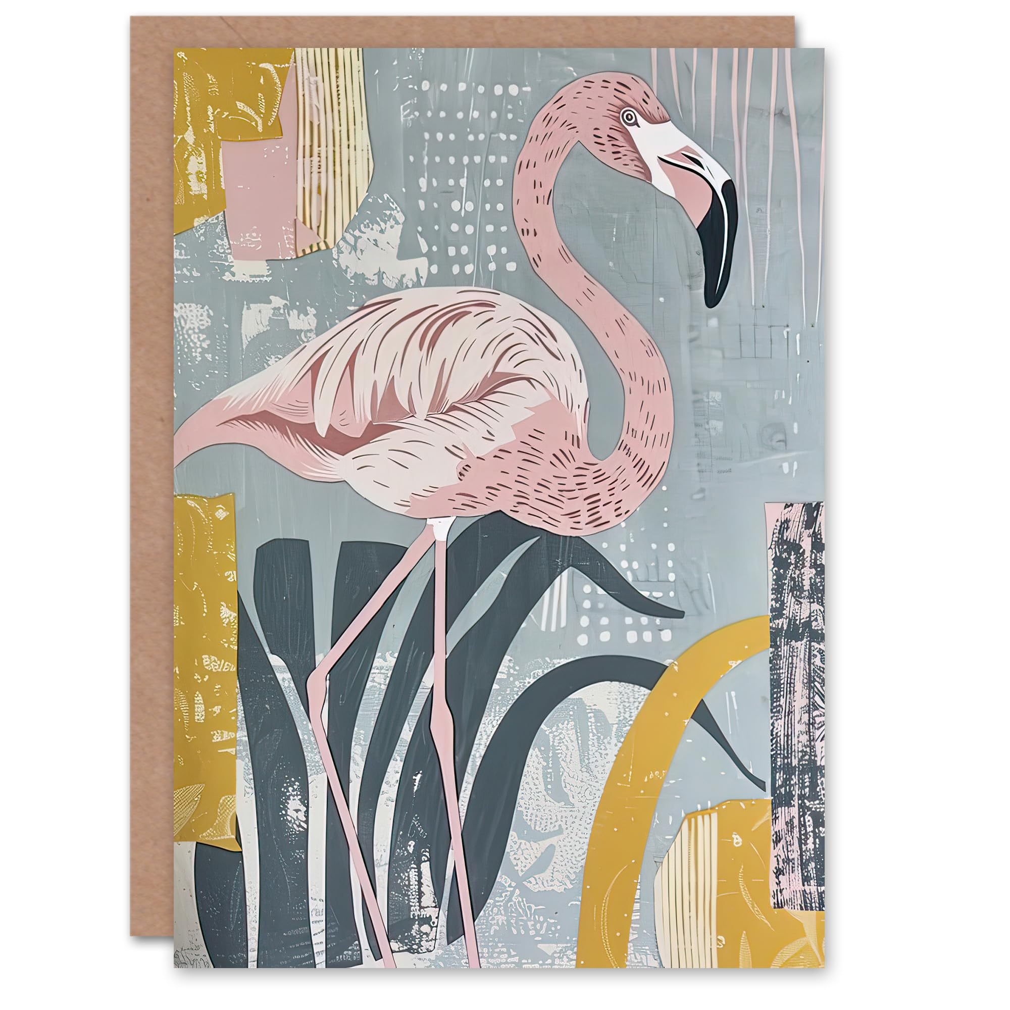 Artery8 Flamingo Bird Birthday Art Card - Pink