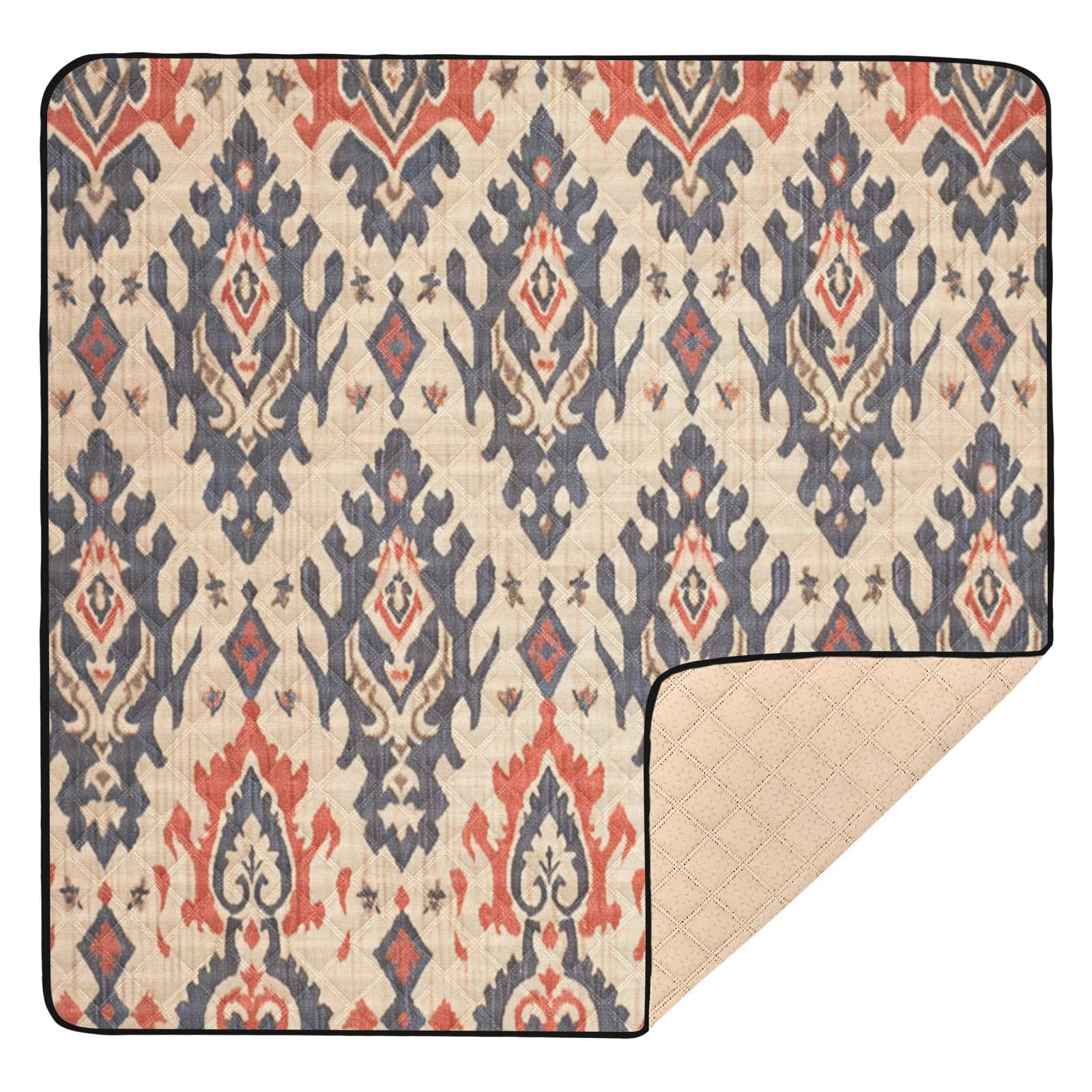 Kigai Ethnic Print Baby Play Mat for Floor and Playpen 50x50 inch Non-Slip Baby Activity Playmat Waterproof Foldable Crawling Mat for Infants Toddlers