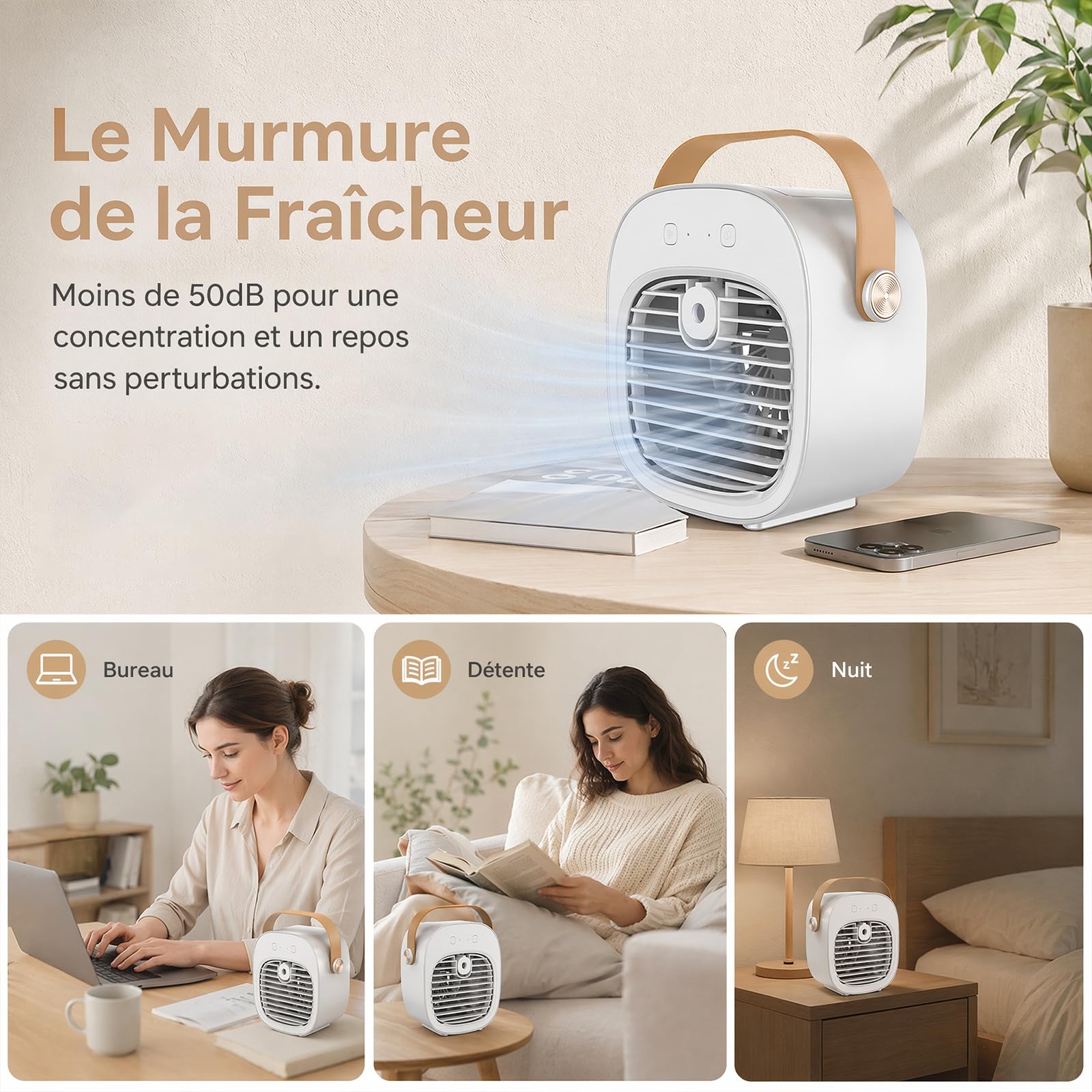 Ventilateur d'air froid 3 vitesses 128 ml Nano spray Refroidissement rapide Ventilateur refroidisseur d'eau de bureau faible bruit