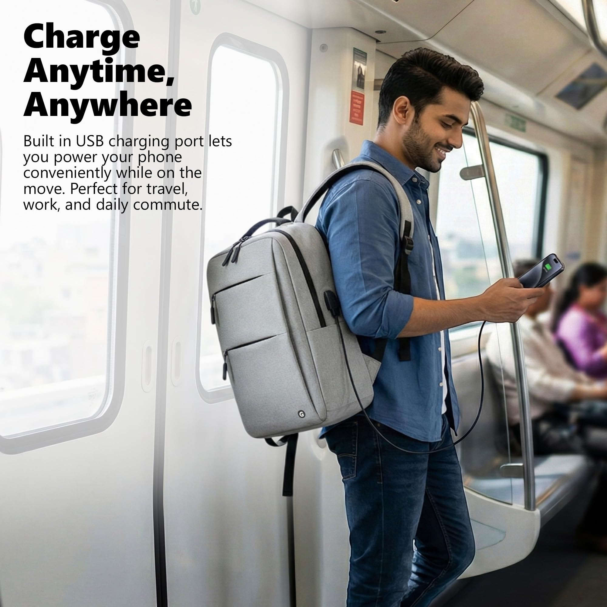 GadgetBite Graphite 20L Laptop Backpack with 15.6" Laptop Compartment, USB Charging Port, Organiser Pockets and Bottle Holder. Ideal for Office, College and Travel — Amazon image 5