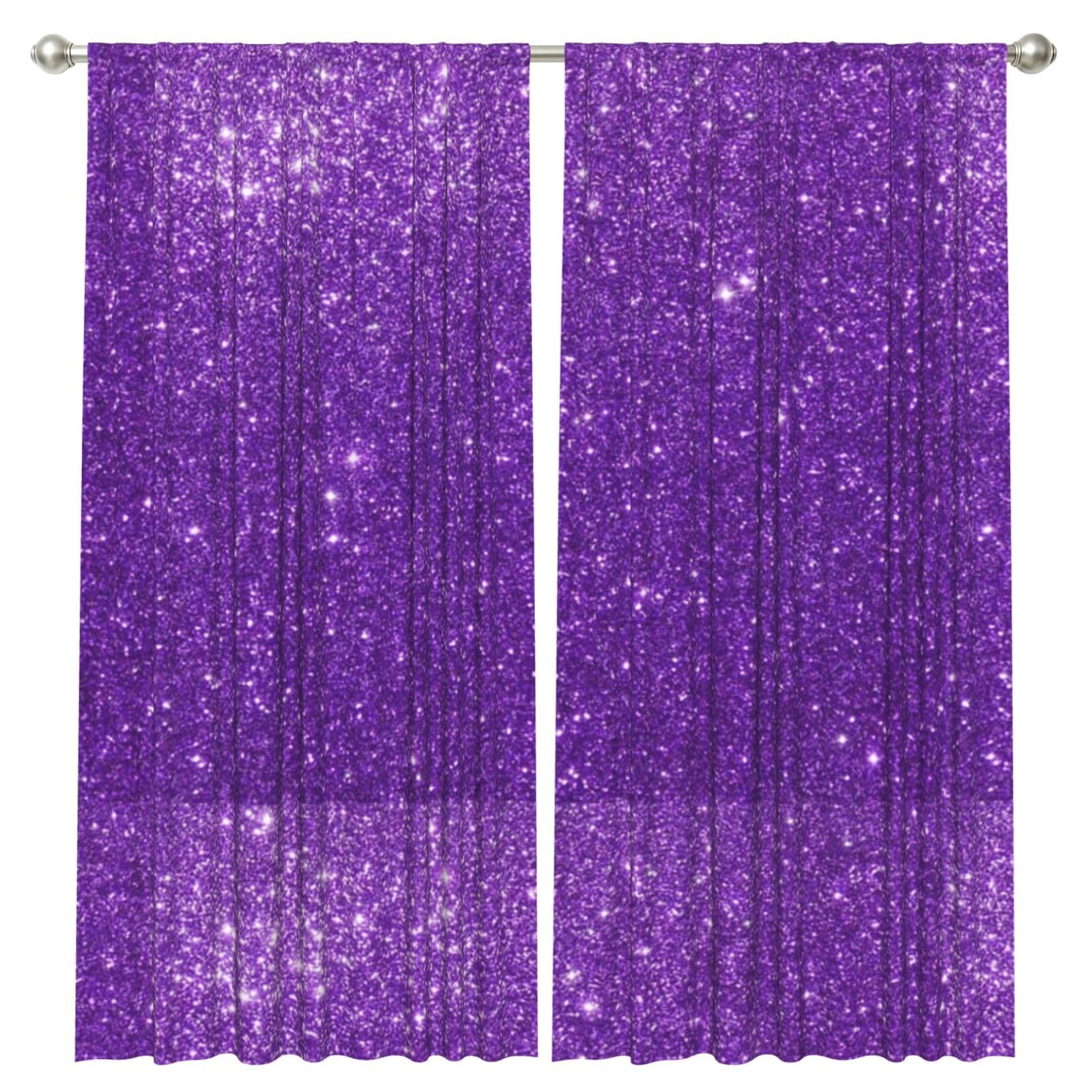 InOmak Purple Glitter, 2 Panels Window Curtains 52 x 84 Inch Blackout Curtains for Living Room Bedroom