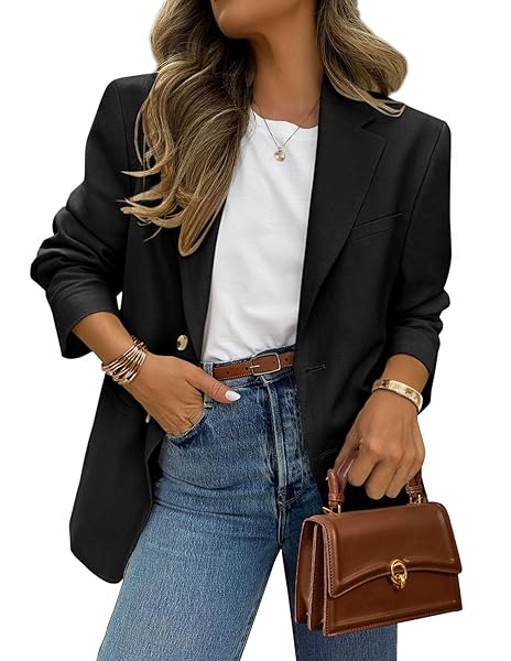 PRETTYGARDEN 2025 Blazers for Women Business Casual Long Sleeve Lapel Open Front Suit Jacket Work Blazer with Pockets