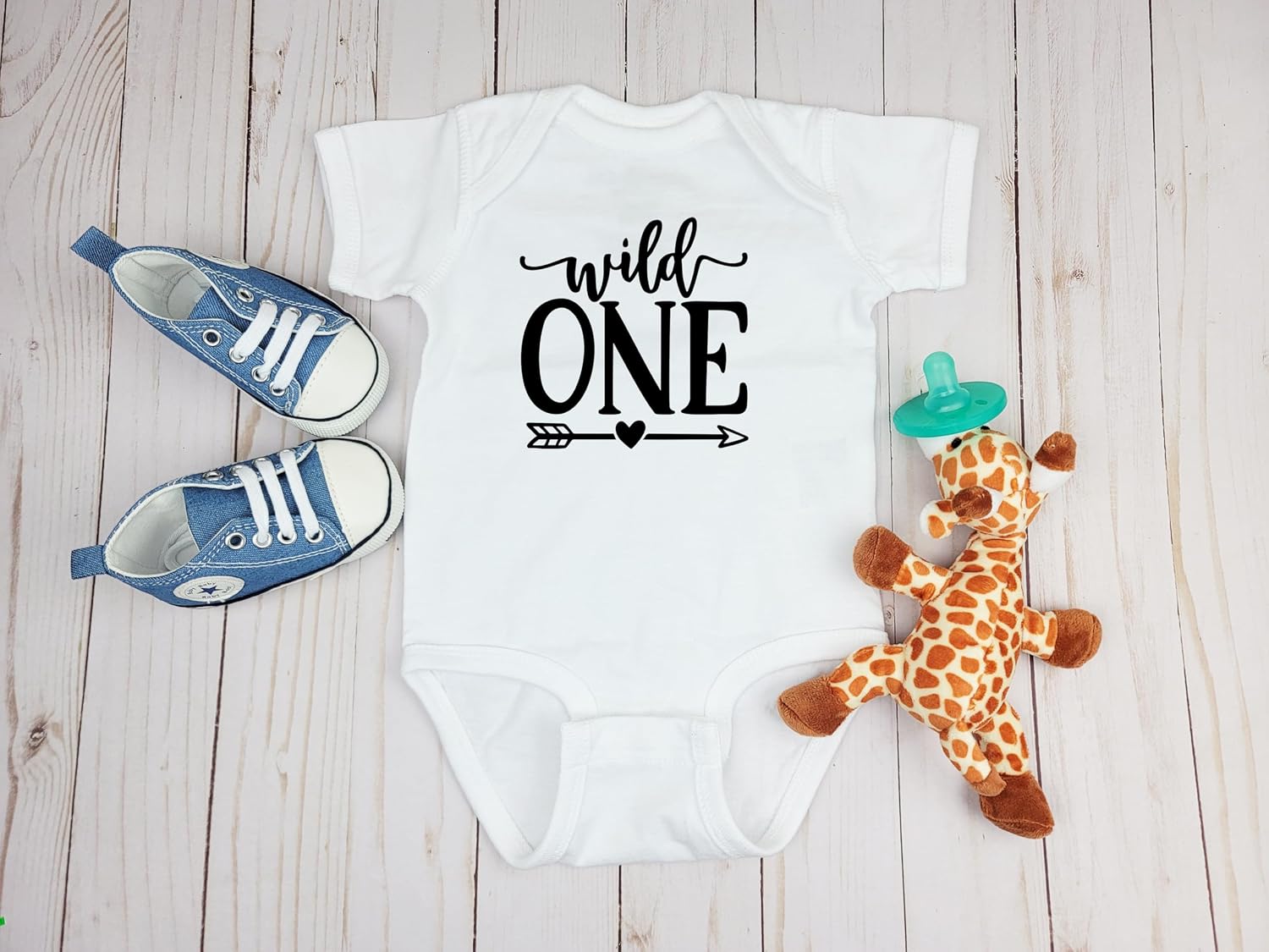Ink Trendz Wild One Arrow 1st Birthday Bodysuit for Baby Girls Baby Boys Animal Print First Birthday Outfit