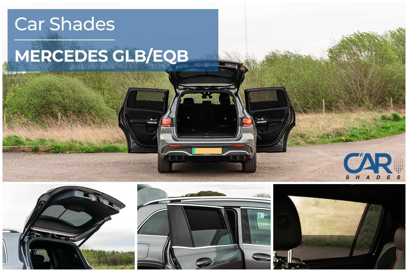 CAR SHADES Juego Compatible con Mercedes GLB (X247) 2019- & EQB (X243) 2021- (6-Partes) cortinillas Parasol a Medida