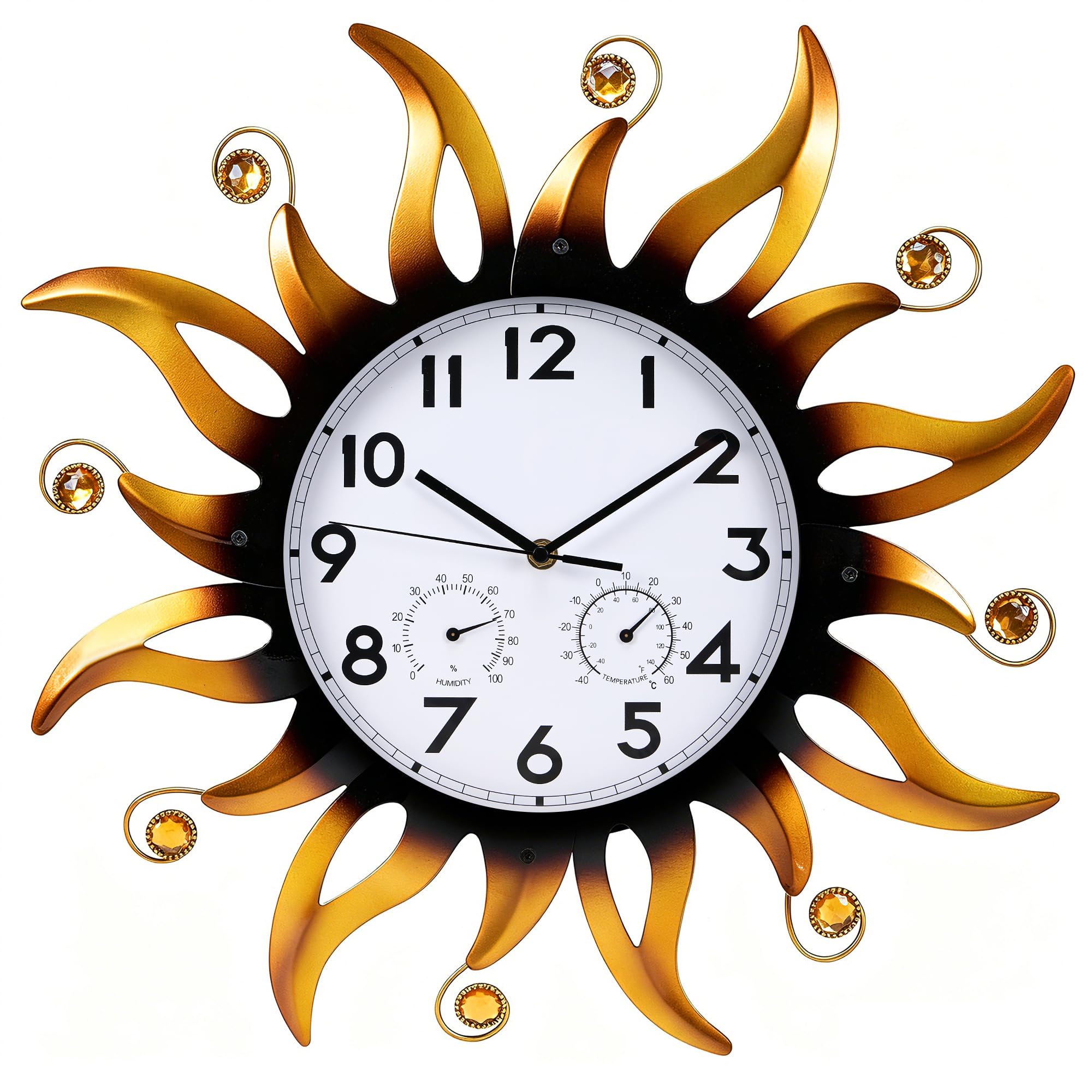 Reloj de pared para exteriores con termómetro e higrómetro, 20 pulgadas, impermeable, silencioso, sin tictac, decoración grande para dormitorio, baño y piscina