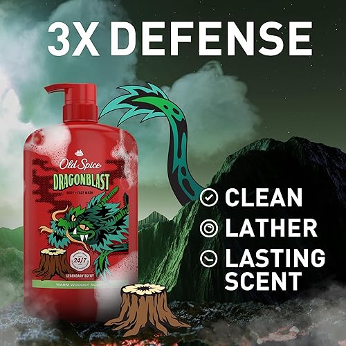 Miniatura 33 de Old Spice Jabón corporal limpiador para hombres, 3X Defense, 24/7 ducha fresca con aroma duradero, 2 en 1 para cuerpo y cara, Bearglove con aroma