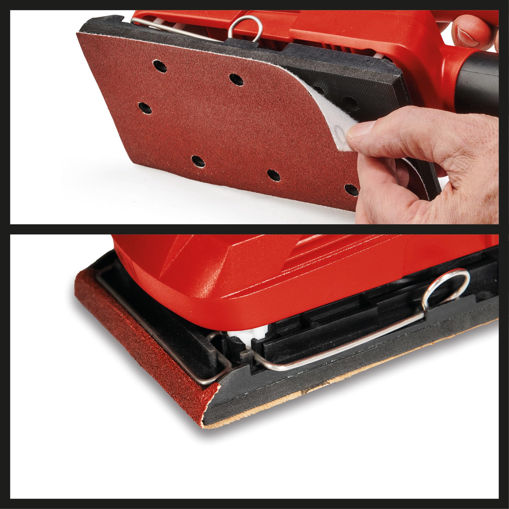 Einhell 4460640 Levigatrice Orbitale, 230 V, Tre Fogli Abrasivi Inclusi, Rosso