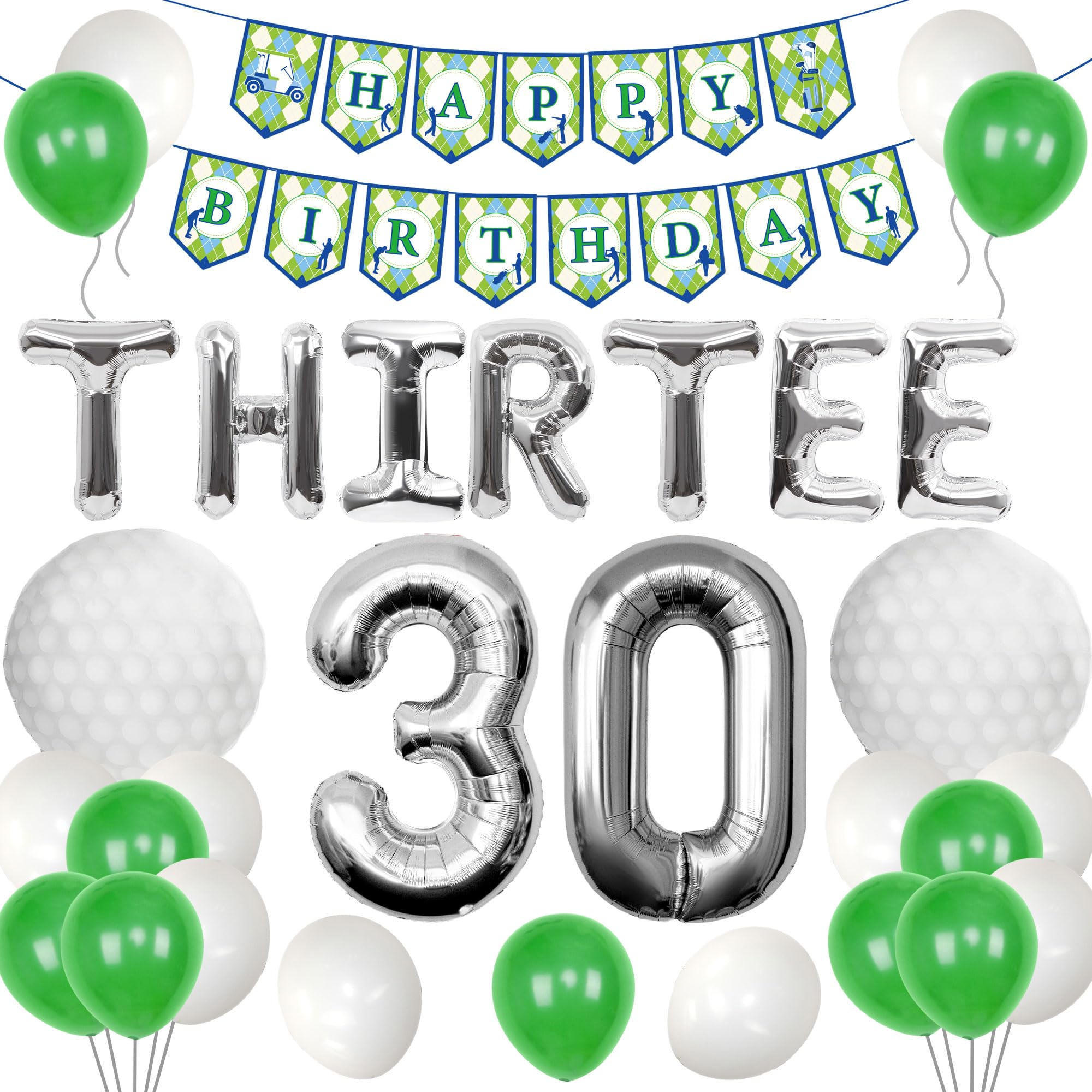 30th Birthday Decorations for Him ThirTee Golf Birthday Balloons Golf 30th Birthday Decoration Sport Themed Party Supplies Men Boys Party Balloons