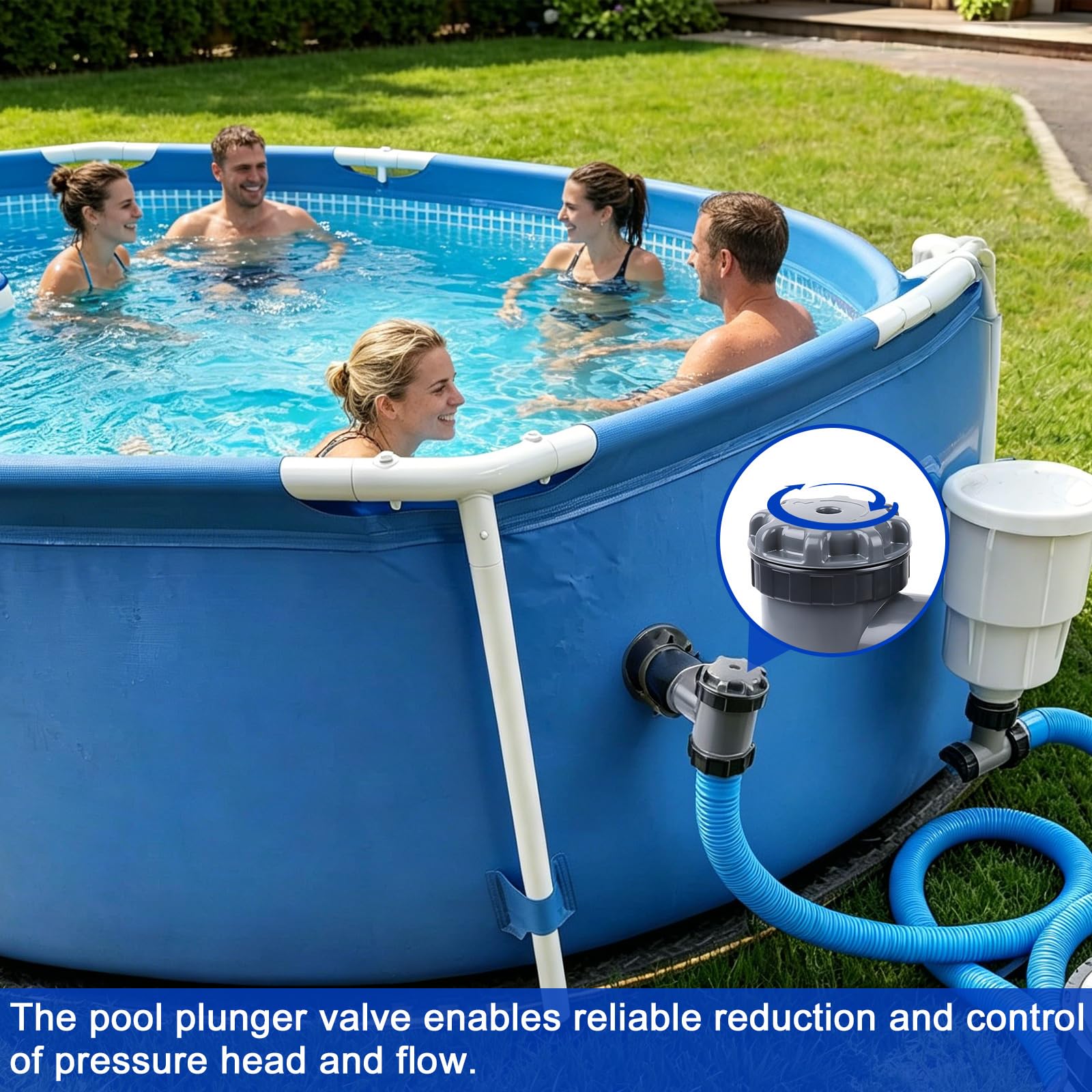 2 Stück Pool Absperrhahn 38mm, Schwimmbad-Filterpumpe, Pool Schlauchverbinder 38mm, Einlass/Auslass Ventil für 1-1/2 Zoll Schlauch, Kolbenventilanschluss für Oberirdische Pools und Poolpumpen