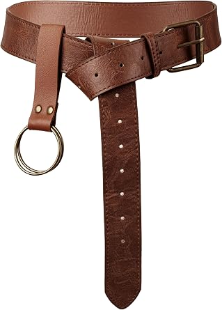 HAQUIL Medieval Viking Faux Leather Belt, Black Brown Belt, Knight, Warrior Renaissance Belt for LARP Cosplay and Costumes