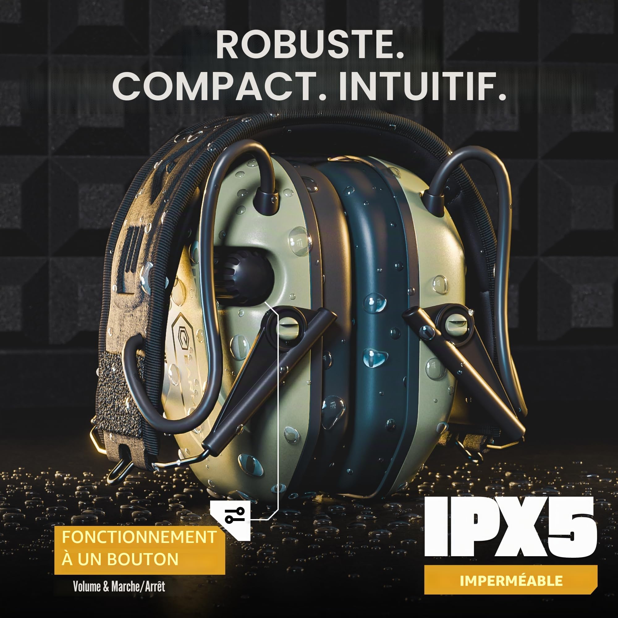 Earmor M300T Protection auditive électronique avec Bluetooth Protection auditive Protection auditive Protection auditive pour la chasse et le tir Valeur d'isolation SNR 29 dB Régulation dynamique du
